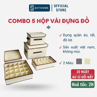 Set tiết kiệm 5 hộp đựng quần áo đồ lót SETHOME đựng đồ cá nhân mỹ phẩm, chất liệu vải dày dặn chắc chắn
