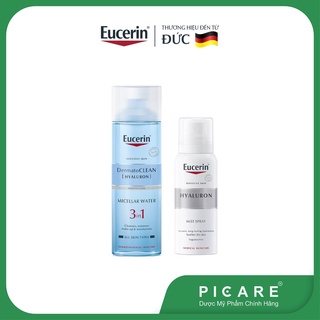 Combo Eucein nước tẩy trang dành cho da nhạy cảm Dermato Clean 200ml &amp; xịt khoáng cấp ẩm Hyaluron Mist Sray 50ml