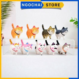 [Lẻ ] Bé mèo mô hình đáng yêu đi dạo | Tiểu cảnh mèo để bàn mini nhé