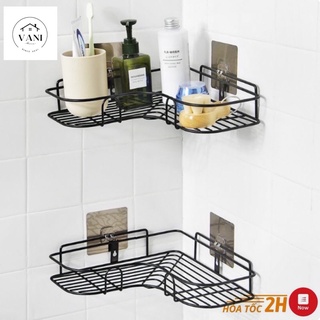 Kệ góc dán tường nhà tắm bằng sắt phun sơn tĩnh điện - Kệ tam giác để đồ nhà tắm, bếp dám tường cường lực