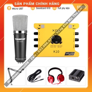 Bộ Mic Hát Livestream Sound Card XOX K10 2020 &amp; Mic Takstar PC K600 . Chất Âm Cực Hay , Âm Thanh Sống Động