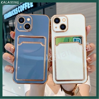 Ốp Điện Thoại Mềm Mạ Điện Màu Trơn Có Ngăn Đựng Thẻ Cho iPhone 13 Pro Max 12 Pro