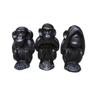 Tượng Đá Bộ Ba Đười Ươi Tam Không - Màu Đen