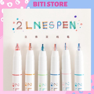 Bút, Viết Dạ Quang 2 Ngòi Double Lines Pen BiTi BDQ29