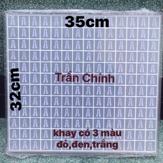 Khay mica trưng được 168 chiếc nhẫn 35x32cm có 3 màu,đen,đỏ,trắng