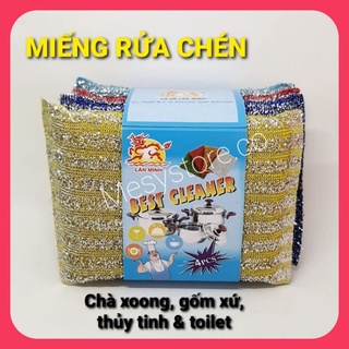 COMBO 4 MIẾNG RỬA CHÉN CHÙI XOONG THỦY TINH GỐM XỨ