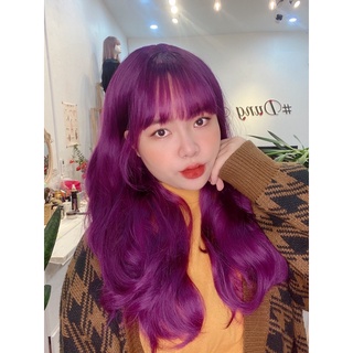 MS008 tóc giả nguyên đầu xoăn tím