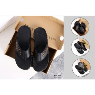 Dép Kẹp Doctor quai da bò đen chỉ nâu - SIÊU SALE [Mark Store]