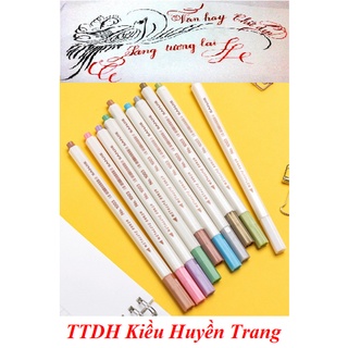 Bút brush pen, bút lông màu metalic ánh kim nhiều màu phụ kiện văn phòng phẩm