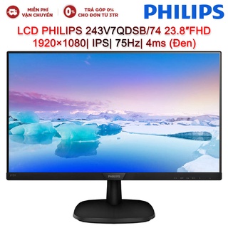 Màn hình máy tính LCD PHILIPS 243V7QDSB/74 23.8″FHD 1920×1080| IPS| 75Hz| 4ms (Đen)