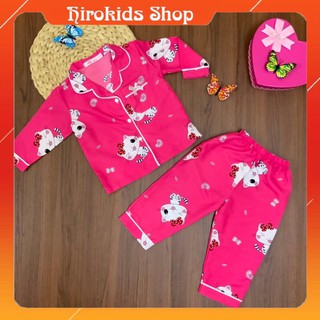 Bộ Pijama Kate thái dài tay họa tiết xinh xắn cho bé gái (12-32kg)