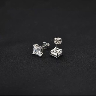 Bông Tai Đính Đá Vuông Thép Không Gỉ Unisex Phong Cách Hàn Quốc Thanh Lịch Đơn Giản