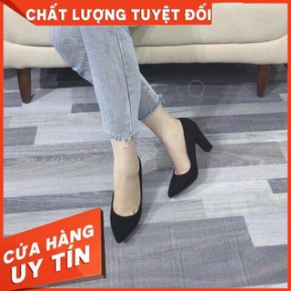 [FreeShip – Thanh lí 1 ngày] Giày Da Lộn Gót Trụ 5 cm - ảnh chụp thật