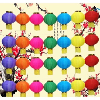 10 Lồng Đèn vải màu trang trí có tua rua size 20cm nhiều màu