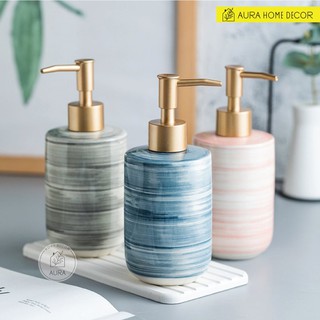 Bình Sứ Đựng Dầu Gội Sữa Tắm, Nước Rửa Tay Vân Đá Marble Cao Cấp