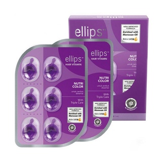 Serum dưỡng tóc ELLIPS Hair bổ sung Vitamin Nutri Color (Vỉ 6 Viên Tím)