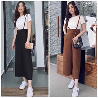 quần yếm ống rộng (ko kèm áo ) chất umi màu đen