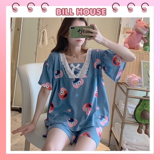 Đồ bộ nữ pijama mặc nhà, bộ ngủ hoạt hình dễ thương phối nơ cực xinh chất thun sữa mềm mịn cho mùa hè BC02