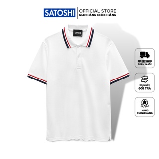 | Satoshi | Áo Polo nam SAPL59 màu trắng thiết kế phối viền cổ xanh- đỏ trẻ trung, lịch lãm