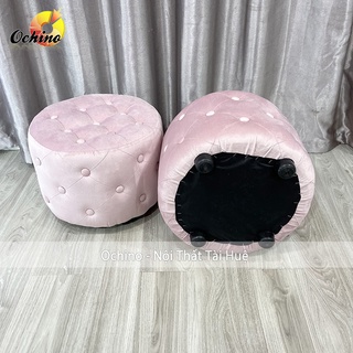 Đôn Nỉ Tròn, Đôn Tròn Đính Khuy Cách Điệu Dáng Thấp 30Cm Và Đk 40 (HÌnh Thật shop chụp)