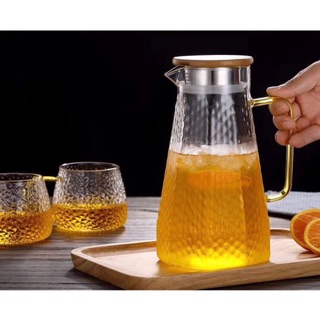 Bình thuỷ tinh sần nắp gỗ 1500ml-1700ml