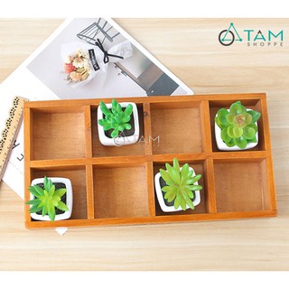 [GỖ DÀY ĐẸP] Khay gỗ chữ nhật decor chia 8 ngăn số 17