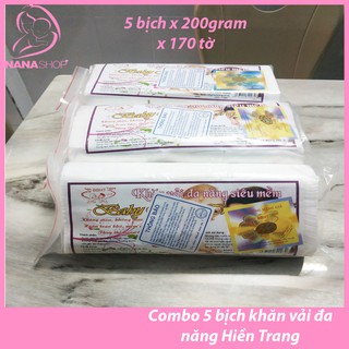 Khăn vải khô Hiền Trang loại 200gram ( 5 bịch x 170 tờ)