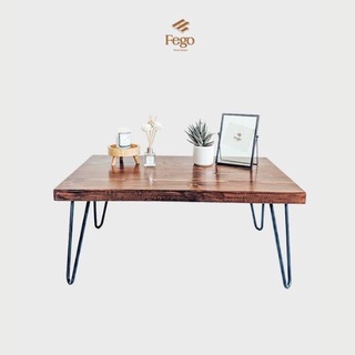 Bàn trà gỗ thông FEGO0028 chân sắt hairpin