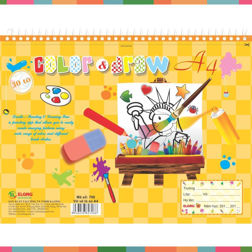 Vở vẽ lò xo xé A4. 30 tờ 100/84; MS: 708 [Klong]