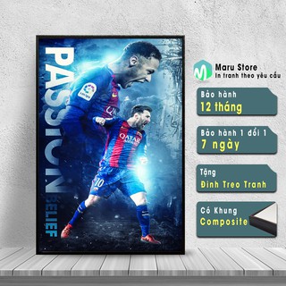 Tranh Canvas Treo Tường Messi và Neymar, Loại Có Khung Composite Hiện Đại