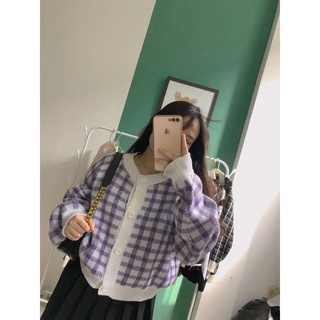 Áo Len Croptop Họa Tiết Caro Cho Nữ 6 Màu Nhà Chic Z