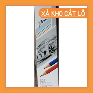 Hộp 10 chiếc bút chì gỗ 2B màu ngẫu nhiên