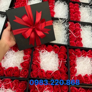 ( Tặng Thiệp) Hộp Hoa Sáp Đỏ 20-20-8 Đựng Quà Siêu Xinh