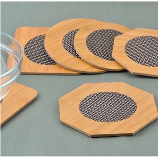 Miêng Lót Nồi Gỗ Trúc Có Lớp Vải Chống Cháy, Đế Cao Su Chống Trơn Trượt