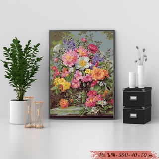 Tranh Số Hóa Keva Tự Tô Màu Theo Số Mẫu Tranh Hoa - WM5841 Kèm Màu Acrylic Kích Thước 50x40cm