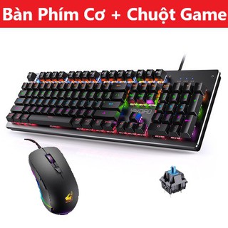 COMBO Bàn Phím Cơ H650 Và Chuột Gaming V6 Led Đổi Màu Siêu Đẹp, Keyboard Led 10 Chế Độ Blue Switch Game