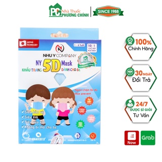 Khẩu Trang Trẻ Em 5D Như Ý Vừa Vặn Khuôn Mặt, Chất Liệu Cao Cấp Bảo Vệ Đường Hô Hấp - Hộp 10 Cái