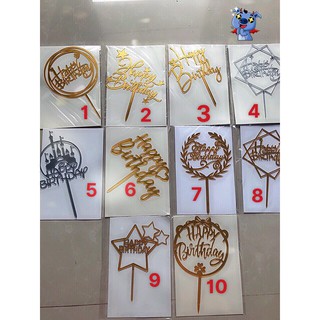 Cây cắm mica Happy birthday bánh kem, bánh sinh nhật