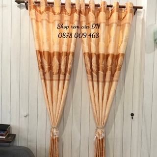 Rèm cửa,rèm cửa sổ chống nắng,vải gấm hoa văn chiếc lá vàng siêu đẹp may sẳn tặng kèm dây vén xịn.