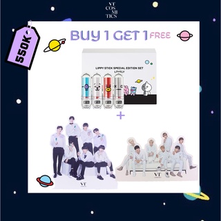 Set Son BT21⚡FREESHIP⚡ Trọn Bộ 4 Thỏi Son Lì, Có Dưỡng, VT x BT21 LIPPY STICK SPECIAL EDITION SET