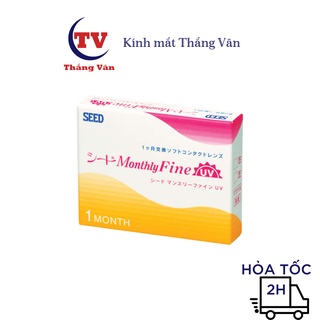 Kính áp tròng ( 1 chiếc) SEED 1 tháng Monthly Fine UV Nhật Bản cận không màu, độ ẩm cao êm mắt