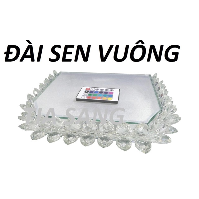 Đài sen pha lê để tượng - Đài sen pha lê vuông có remote chỉnh màu