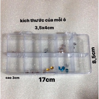 hộp mica có nắp 10 ô 8x17x3cm