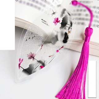(2 mẫu) Bookmark gân lá ép mỏng bookmark cổ trang dây tuyến
