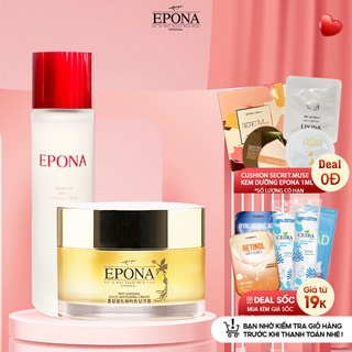 Bộ Đôi Mờ Nám - Trẻ Hoá Làn Da Epona Premium Birch Essence Toner 150ml, Kem Epona Hồng Sâm 50ml