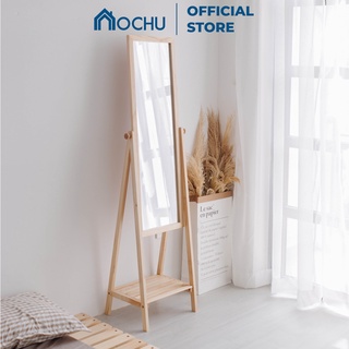 Gương đứng soi toàn thân OCHU Khung gỗ phối kệ tiện lợi MIRROR SHELF Nội thất thông min