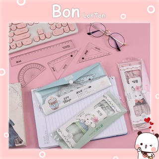 Bộ thước ê ke 4 món gồm thước kẻ, eke, đo góc dụng cụ học tập chất lượng