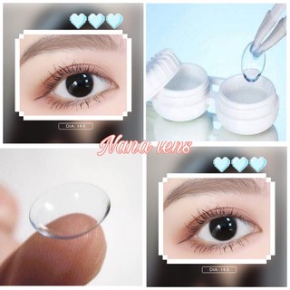 Lens- Kính áp tròng trong suốt cận (full độ từ 1 đến 6 độ) lens sử dụng 1 năm tặng kèm khay đựng