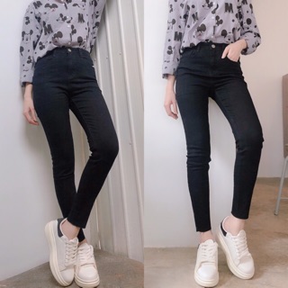 Quần Jean Nữ Skinny Đen Trơn Lưng Cao Lai Cắt chất co giãn thoải mái phong cách năng động thời trang MIXX STORE