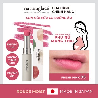 Son môi hữu cơ naturaglacé Rouge Moist bán lì, không chì, dưỡng ẩm, Màu 05 - Fresh Pink, 2.3g